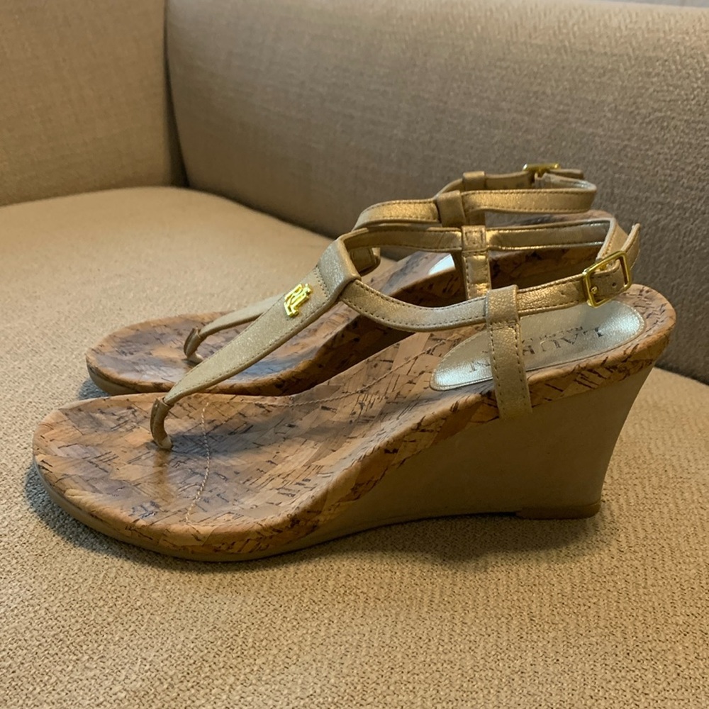 Ralph Lauren T-strap wedge sandals